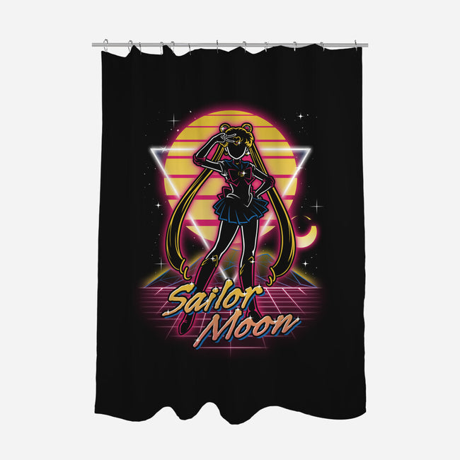 Retro Moon Guardian-none polyester shower curtain-Olipop