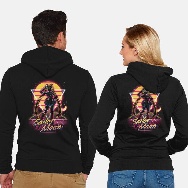 Retro Moon Guardian-unisex zip-up sweatshirt-Olipop