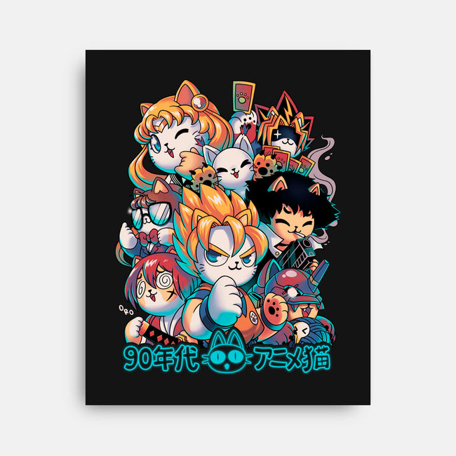 90's Anime Neko-none stretched canvas-Corgibutt