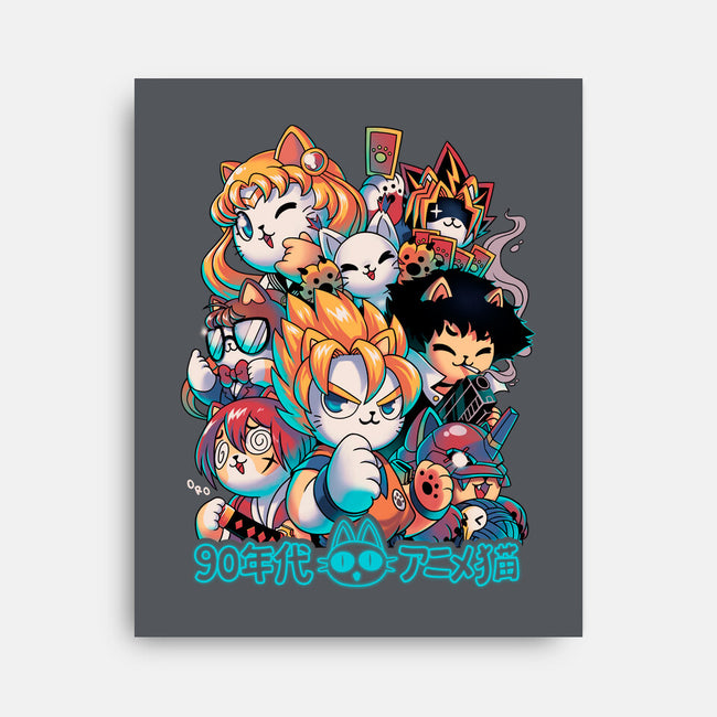 90's Anime Neko-none stretched canvas-Corgibutt