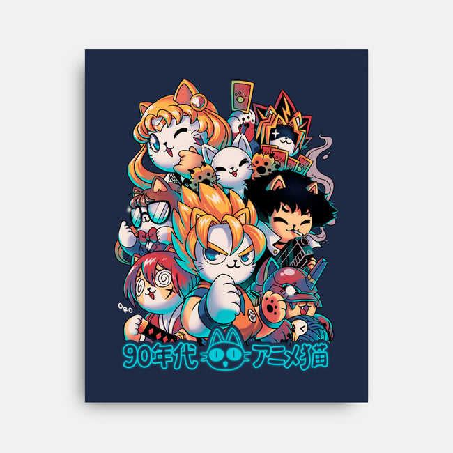 90's Anime Neko-none stretched canvas-Corgibutt