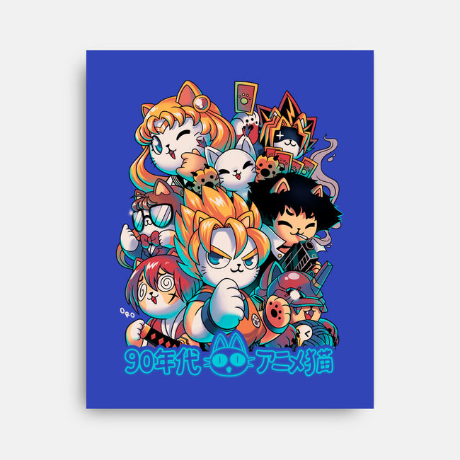 90's Anime Neko-none stretched canvas-Corgibutt