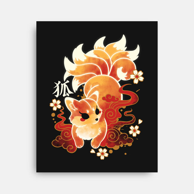 Kitsune Kawaii-none stretched canvas-NemiMakeit