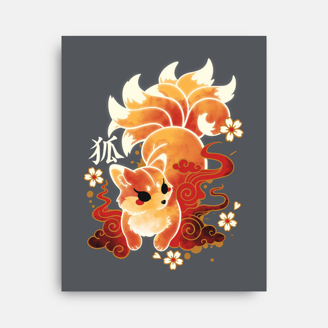 Kitsune Kawaii-none stretched canvas-NemiMakeit