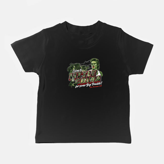 Big Trouble In San Fran-baby basic tee-goodidearyan