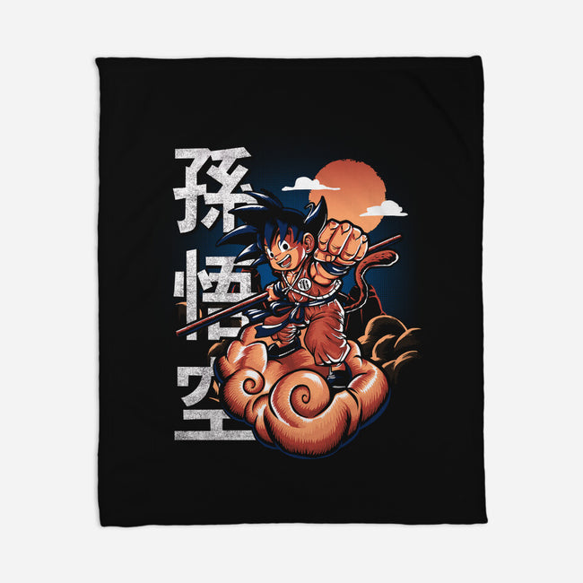 Goku In The Golden Cloud-none fleece blanket-Knegosfield