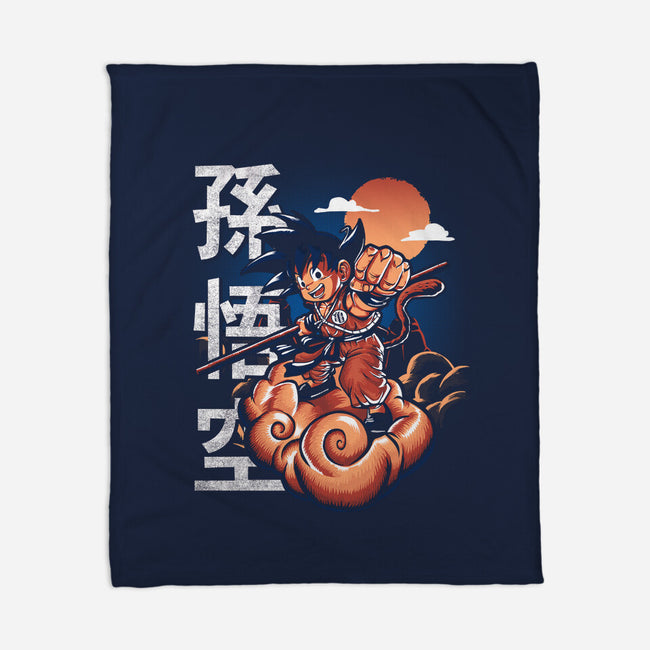 Goku In The Golden Cloud-none fleece blanket-Knegosfield