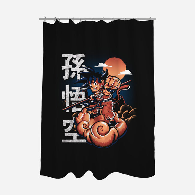 Goku In The Golden Cloud-none polyester shower curtain-Knegosfield