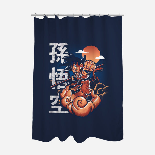 Goku In The Golden Cloud-none polyester shower curtain-Knegosfield