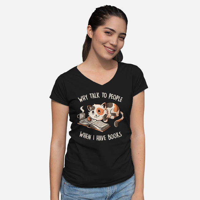 I Have Books-womens v-neck tee-koalastudio