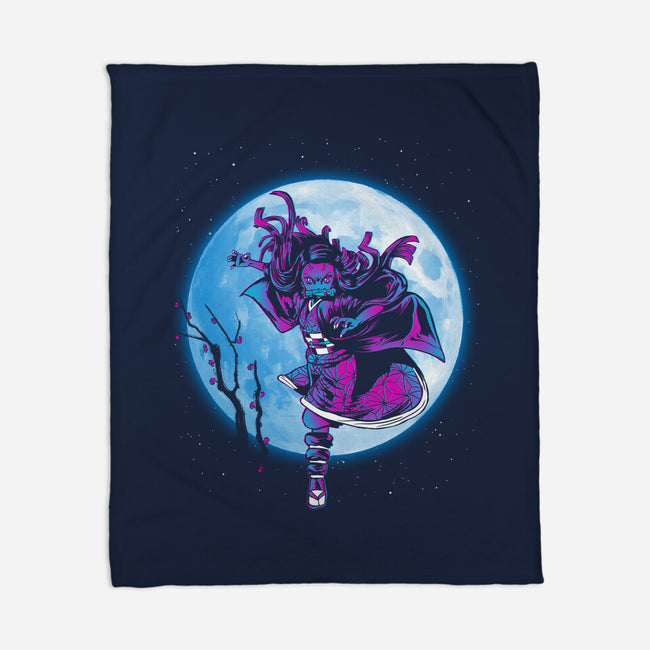 Nezuko Under The Moon-none fleece blanket-ddjvigo