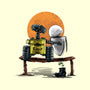 Robots Gazing At The Moon-none polyester shower curtain-zascanauta