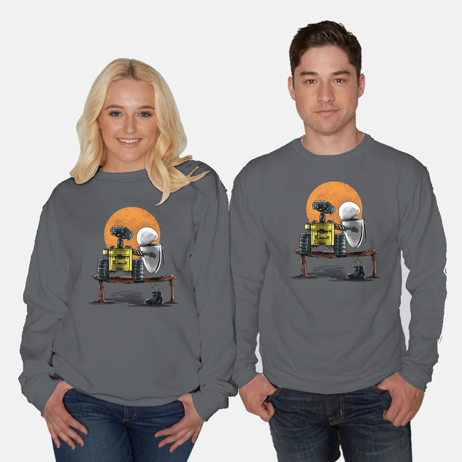 Robots Gazing At The Moon-unisex crew neck sweatshirt-zascanauta