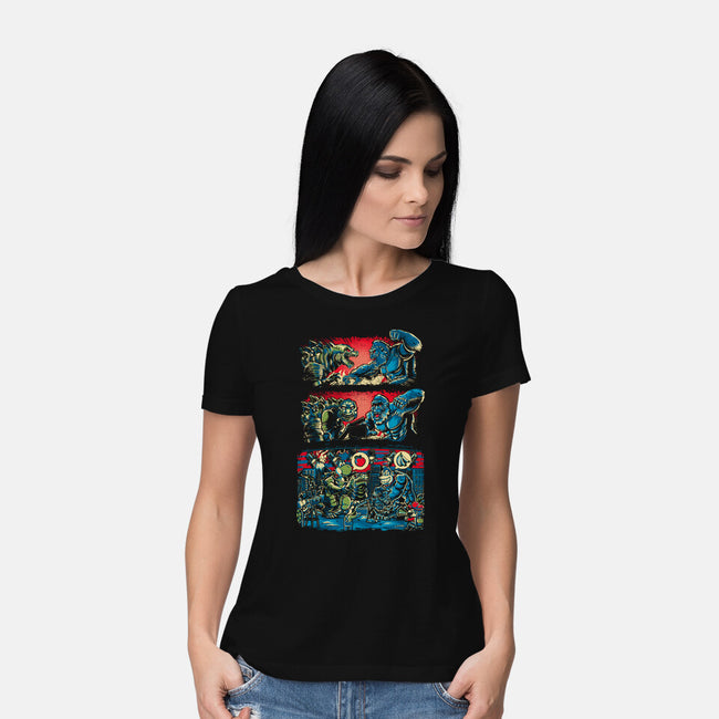 Gojira And The Mushroom Kingdom-womens basic tee-Knegosfield