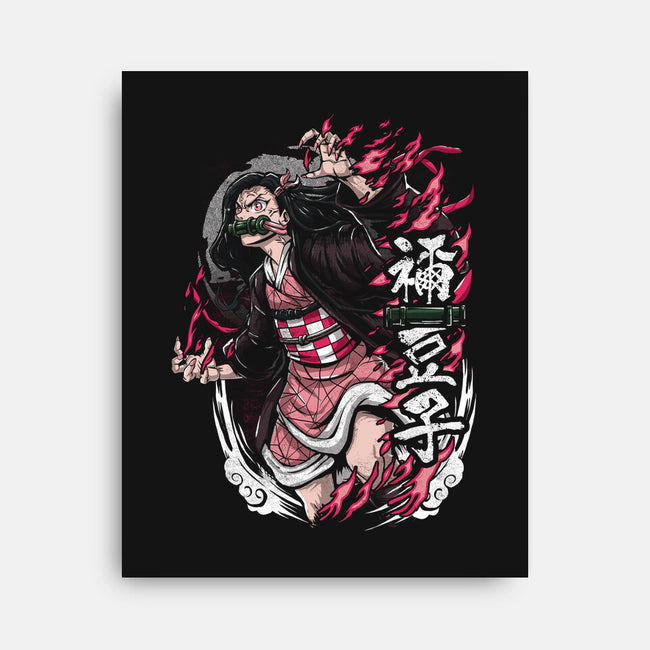 Nezuko Rage-none stretched canvas-Knegosfield