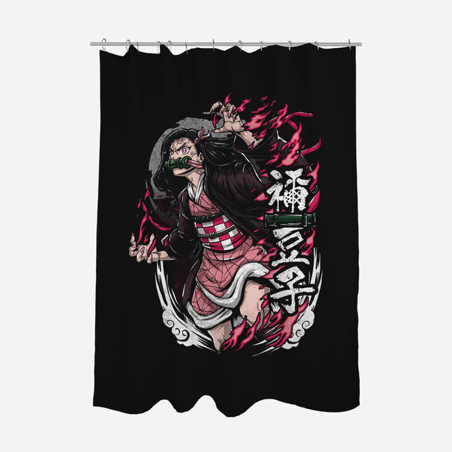 Nezuko Rage-none polyester shower curtain-Knegosfield