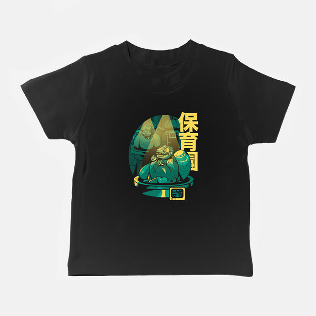 Velociraptor Nursery-baby basic tee-Sketchdemao