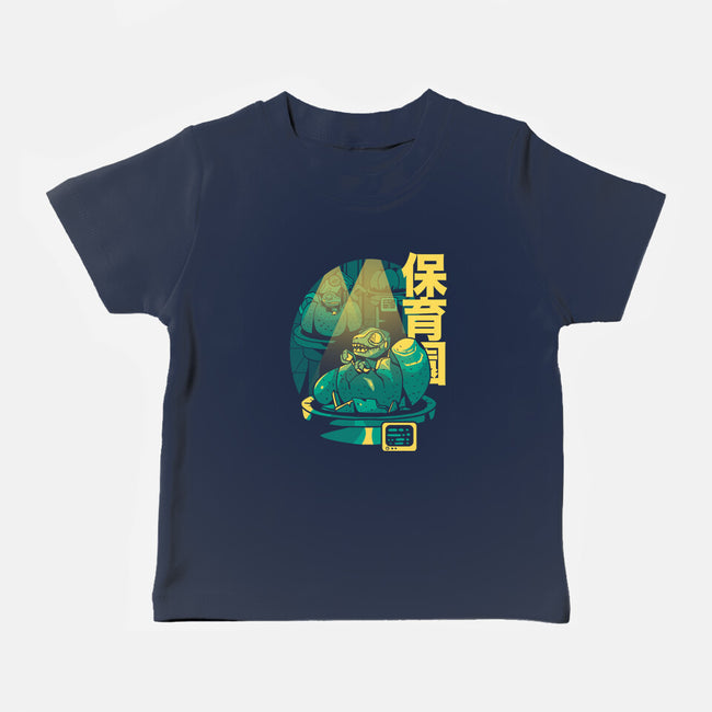 Velociraptor Nursery-baby basic tee-Sketchdemao