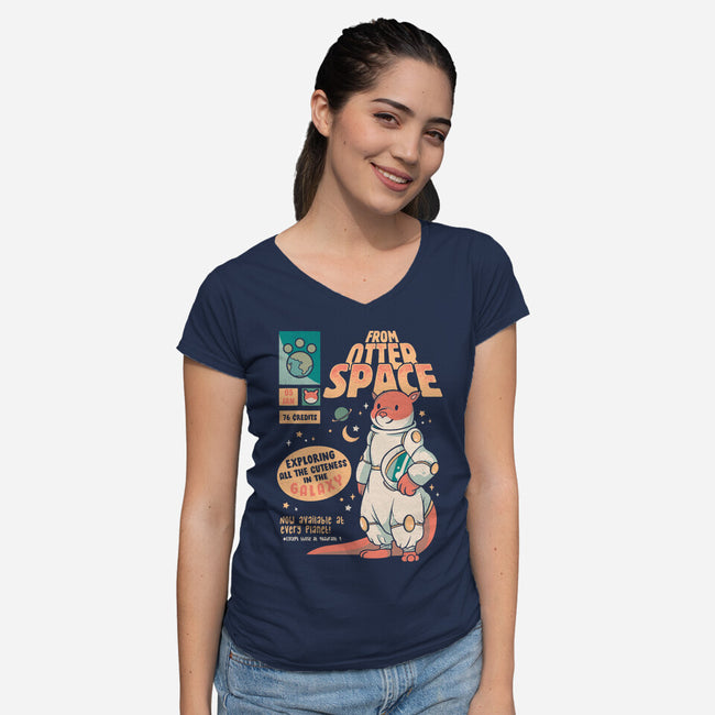 Otter Space Astronaut-womens v-neck tee-tobefonseca