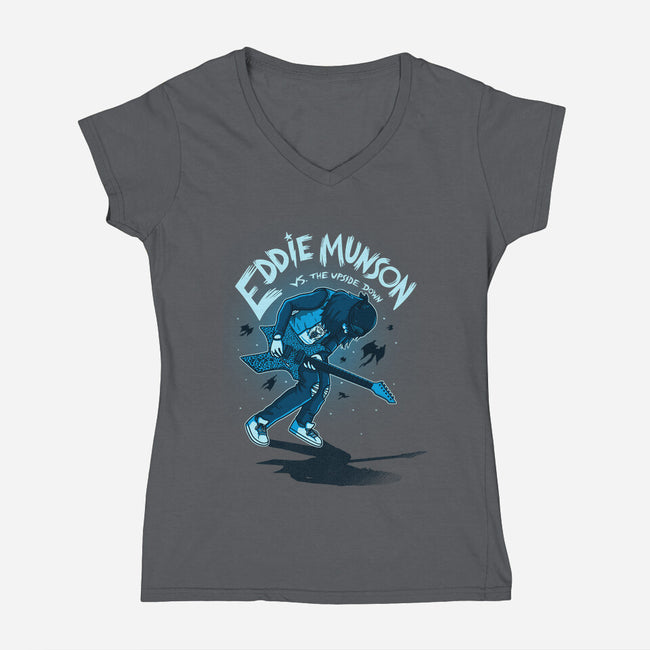 Eddie Vs The Upside Down-womens v-neck tee-paulagarcia