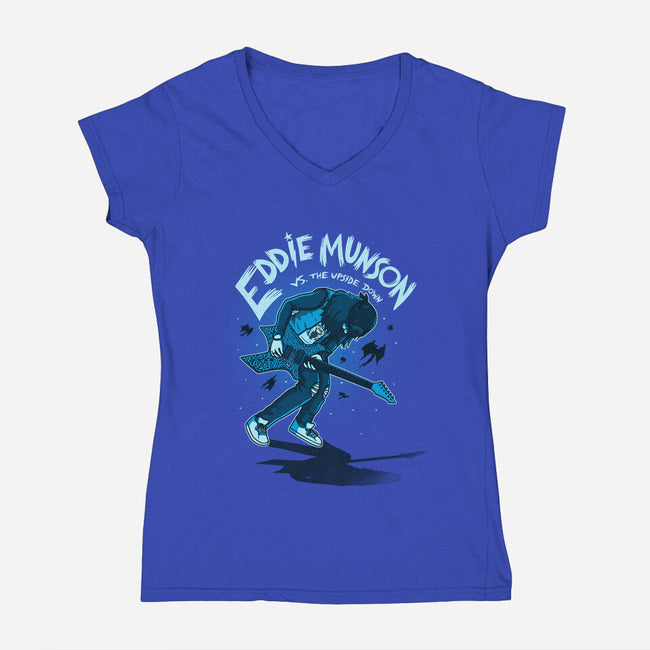 Eddie Vs The Upside Down-womens v-neck tee-paulagarcia