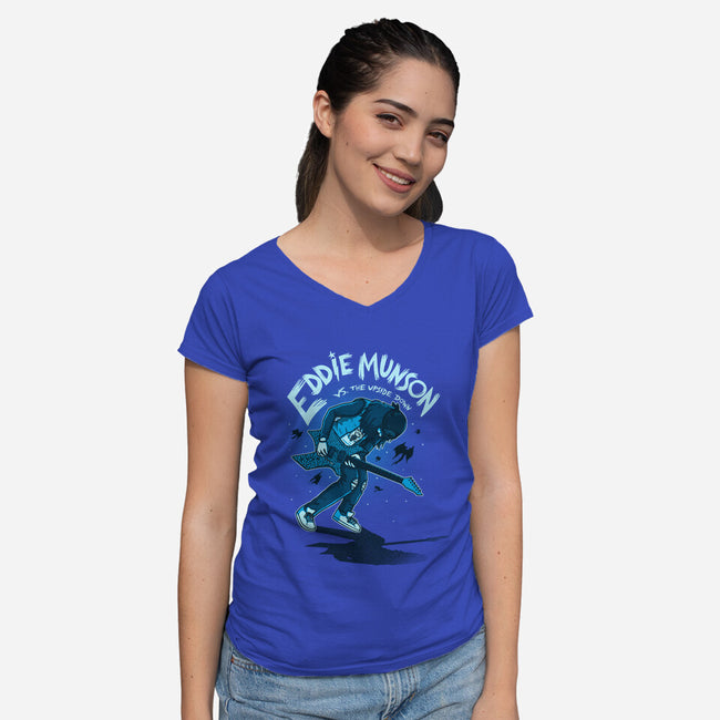 Eddie Vs The Upside Down-womens v-neck tee-paulagarcia