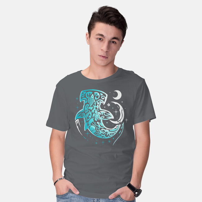 Moon Shark-mens basic tee-Vallina84