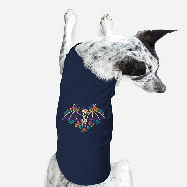 Flowered Bat Skeleton-dog basic pet tank-NemiMakeit