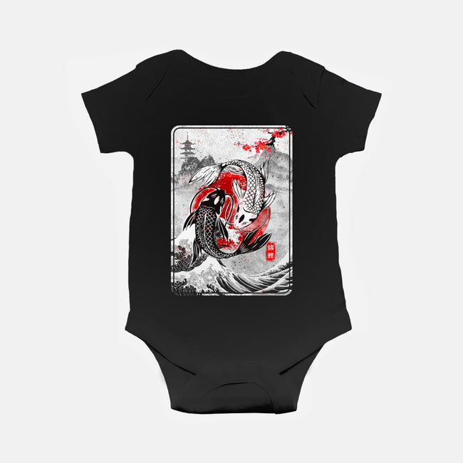 The Koi Fish Yin Yang-baby basic onesie-RonStudio