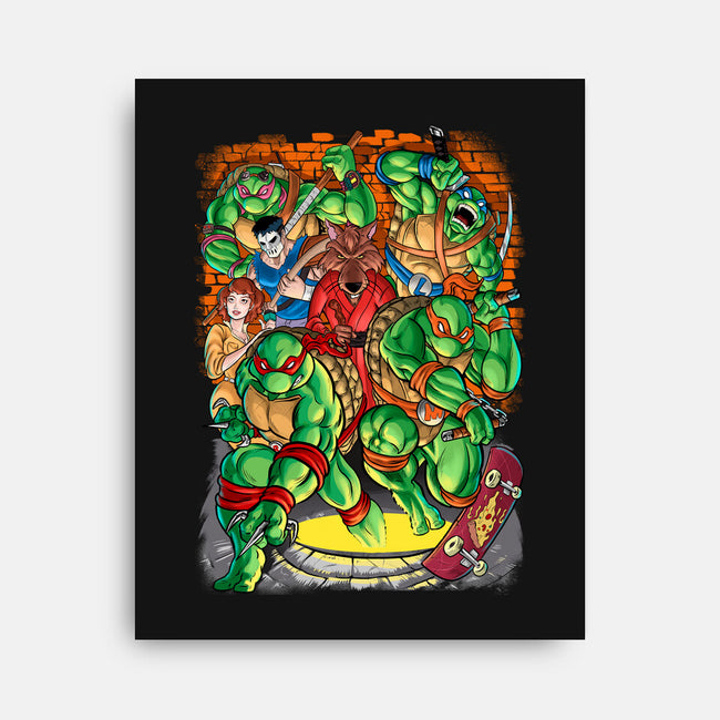 Pizza, Fights And Stories-none stretched canvas-Conjura Geek