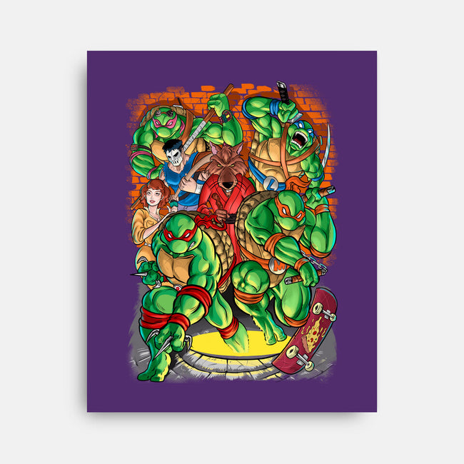 Pizza, Fights And Stories-none stretched canvas-Conjura Geek