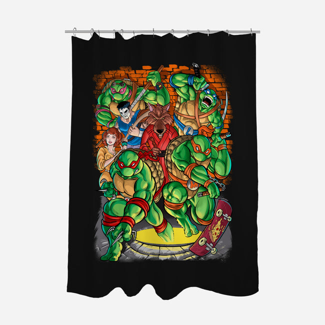 Pizza, Fights And Stories-none polyester shower curtain-Conjura Geek