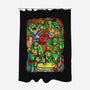 Pizza, Fights And Stories-none polyester shower curtain-Conjura Geek