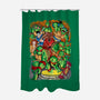 Pizza, Fights And Stories-none polyester shower curtain-Conjura Geek