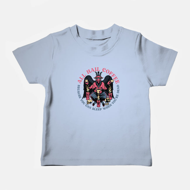 All Hail Coffee-baby basic tee-momma_gorilla