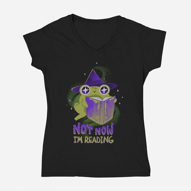 Not Now! I'm Reading-womens v-neck tee-ricolaa