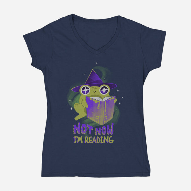 Not Now! I'm Reading-womens v-neck tee-ricolaa