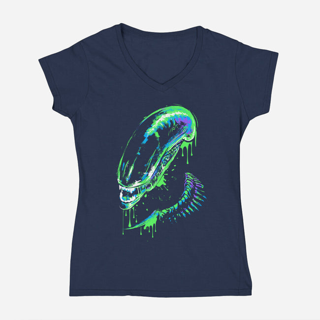 Colorful Xenomorph-womens v-neck tee-IKILO