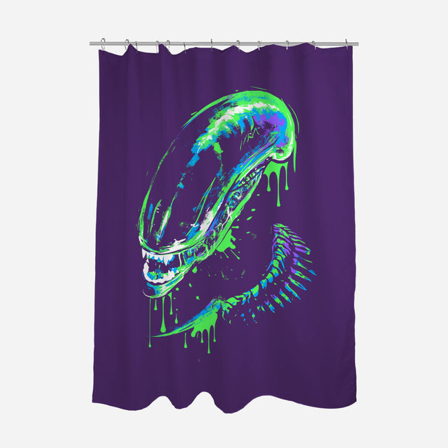 Colorful Xenomorph-none polyester shower curtain-IKILO