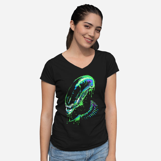 Colorful Xenomorph-womens v-neck tee-IKILO