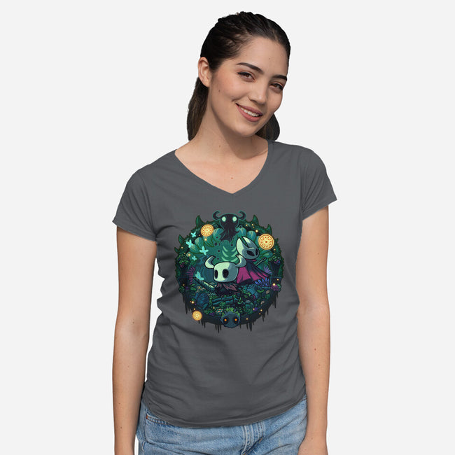 The Knight And The Hornet-womens v-neck tee-Ca Mask