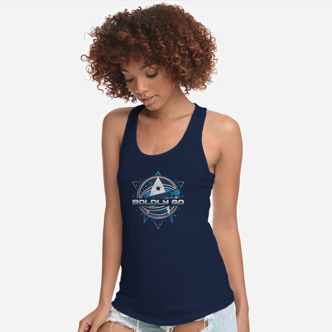 Boldly Into Space-womens racerback tank-Logozaste