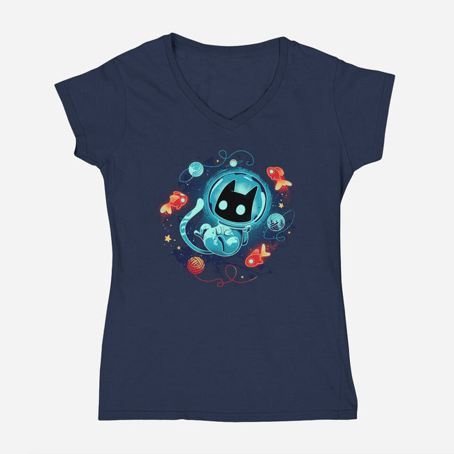 Space Adventurer-womens v-neck tee-Snouleaf