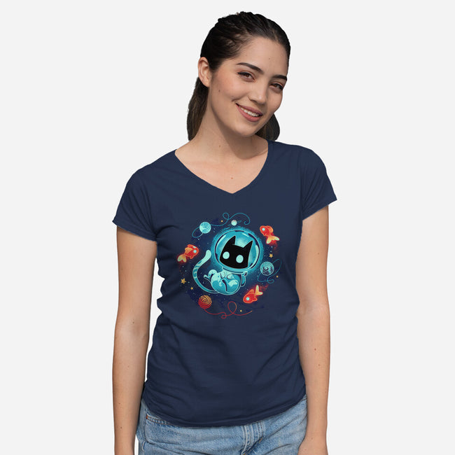 Space Adventurer-womens v-neck tee-Snouleaf