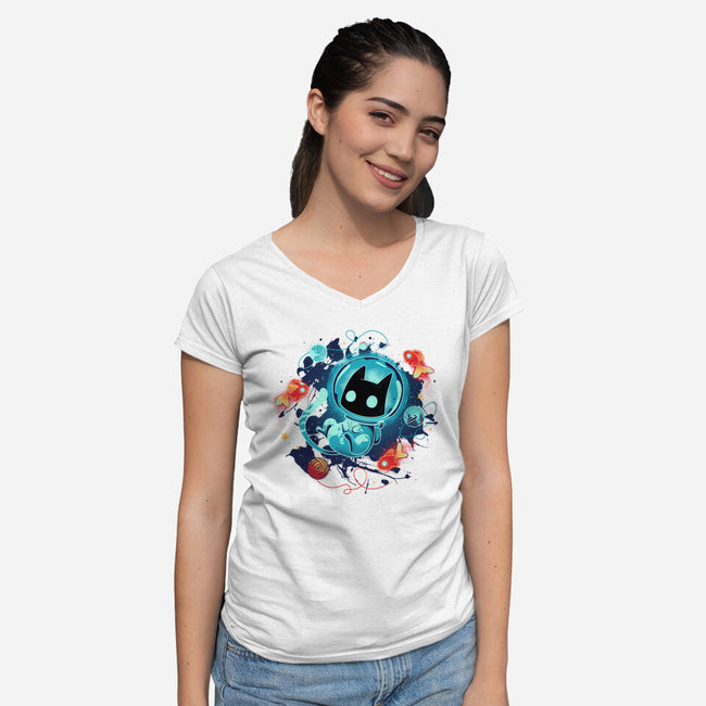 Space Adventurer-womens v-neck tee-Snouleaf