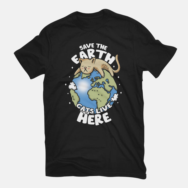 Cats Live Here-mens basic tee-turborat14