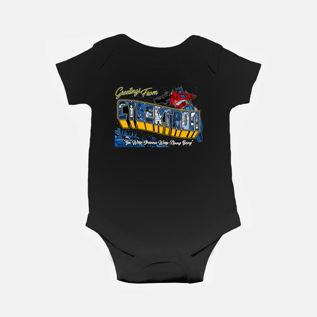 Greetings From Cyberplanet-baby basic onesie-goodidearyan