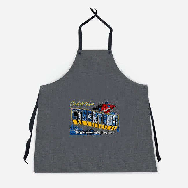 Greetings From Cyberplanet-unisex kitchen apron-goodidearyan