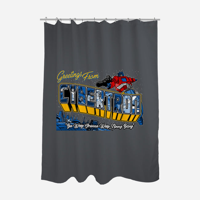 Greetings From Cyberplanet-none polyester shower curtain-goodidearyan