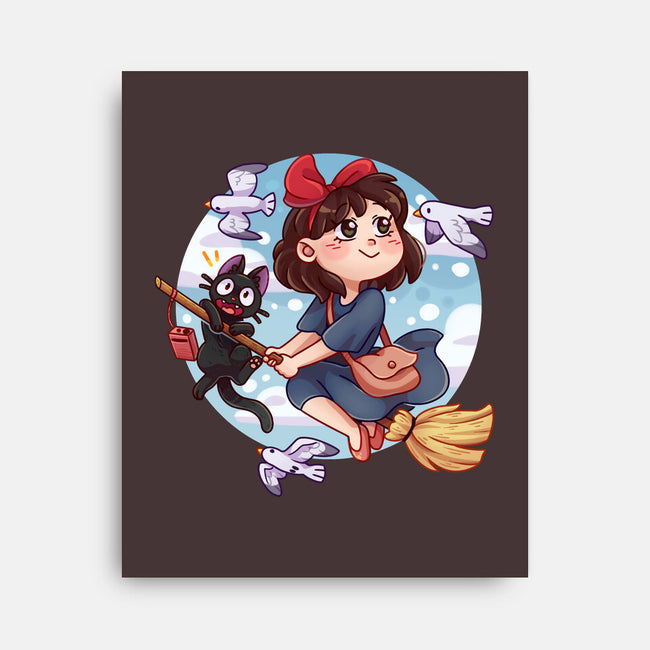 Kiki And Jiji-none stretched canvas-Zaia Bloom